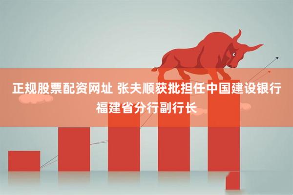 正规股票配资网址 张夫顺获批担任中国建设银行福建省分行副行长